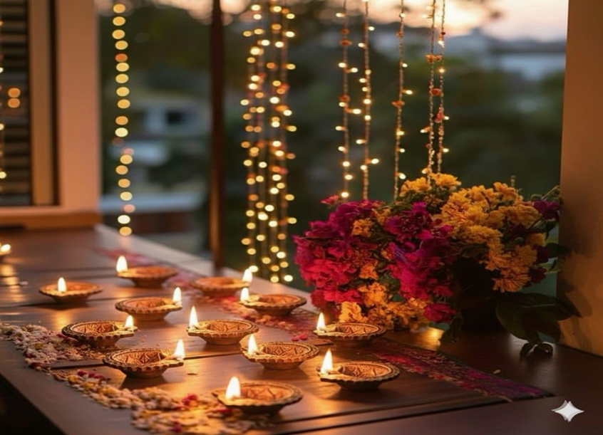 Festive diya and lantern décor set