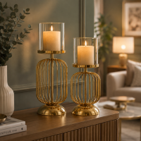 Golden Cage Candle Holder