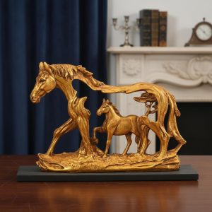 Lamcy Plaza Resin Golden Running Horse Statue Showpiece - 8.5 Inch | Home Decor Items for Hall Showcase, Living Room & Bedroom