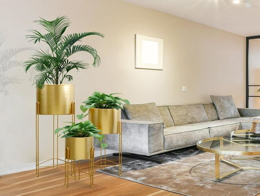 decorative accent, Gold planter set for indoor plants