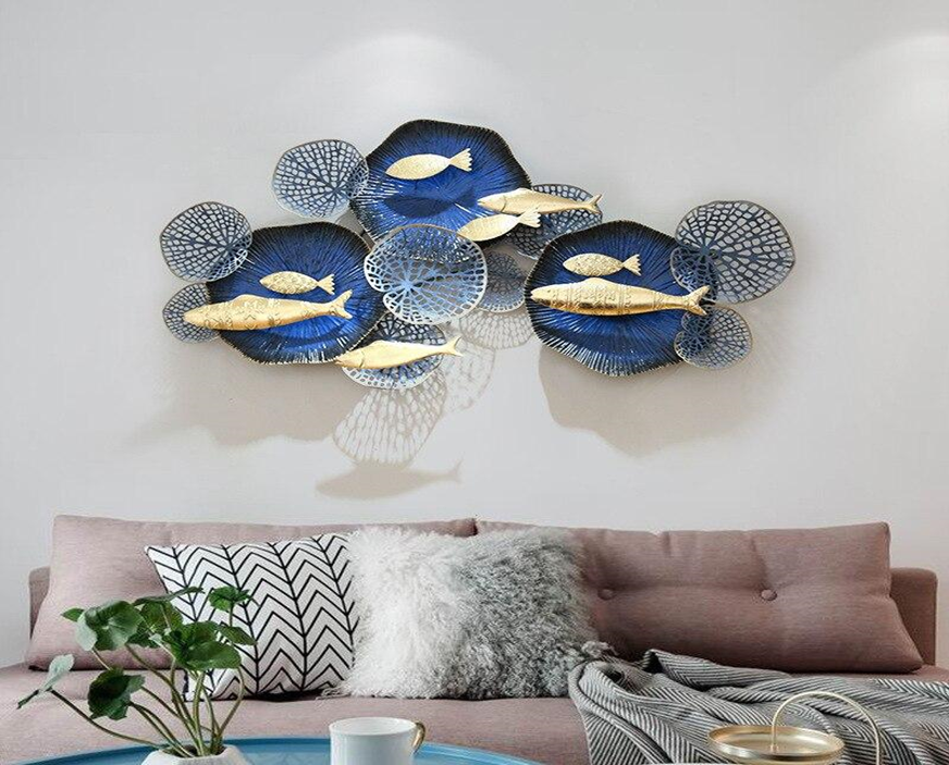 aesthetic showpiece, 3D steel fish wall art sculpture